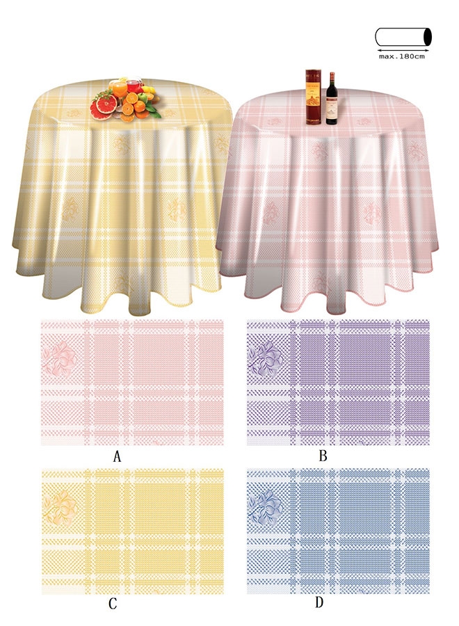 PVC or PEVA WITH NONWOVEN or FLANNEL TABLECLOTH