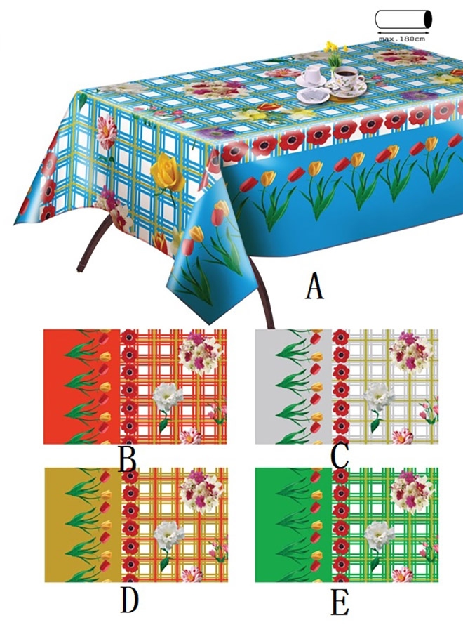 PVC or PEVA WITH NONWOVEN or FLANNEL TABLECLOTH